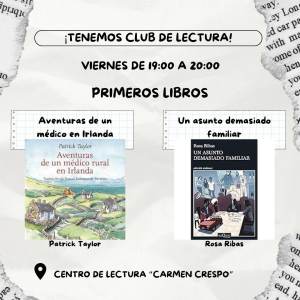 Club de lectura. Reuniones semanales los viernes de 19:00 a 20:00h